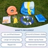 image:imageBounceland Double Play Water Slide 138 ft L x 138 ft W x 66 ft H Water Park Large Splash Pool Outdoor Fun with Dual Slides Water Spray Climbing Wall Active Play for Kids