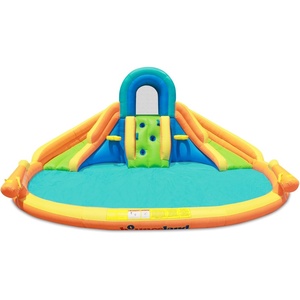 image:imageBounceland Double Play Water Slide 138 ft L x 138 ft W x 66 ft H Water Park Large Splash Pool Outdoor Fun with Dual Slides Water Spray Climbing Wall Active Play for Kids