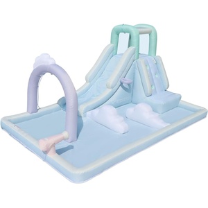image:imageBounceland Splash N Dash Dream Water Slide 144ft L x 91ft W x 68ft H inflated Size Outdoor Fun wLong Slide Giant Splash Pool Water Spray Climbing Wall Active Play for Kids